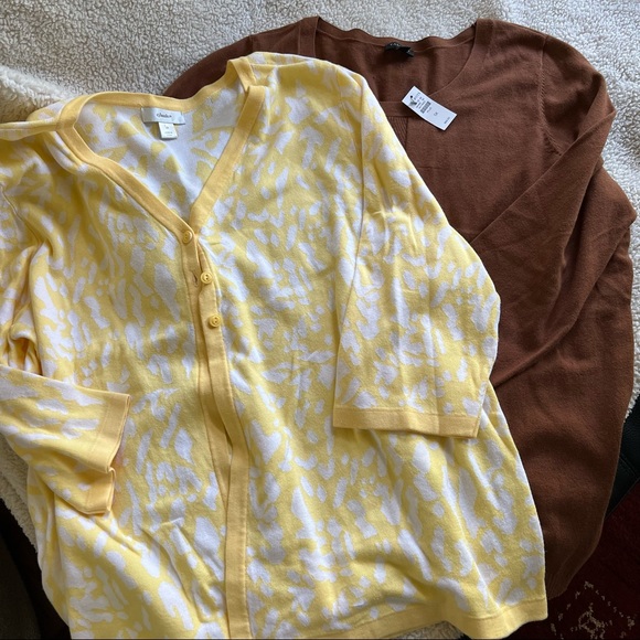 CJ Banks cotton cardigan sweater lovely!! 2X with a Bonus Talbots sweater! - Picture 2 of 14